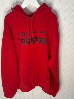 adidas Red Hoodie with Black Logo